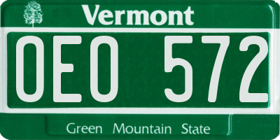 VT license plate OEO572