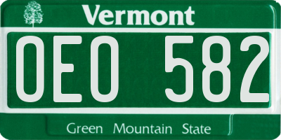 VT license plate OEO582