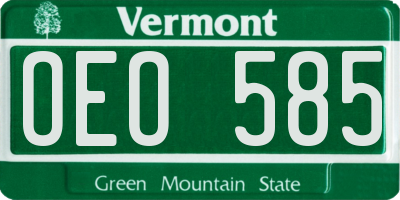 VT license plate OEO585