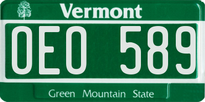 VT license plate OEO589