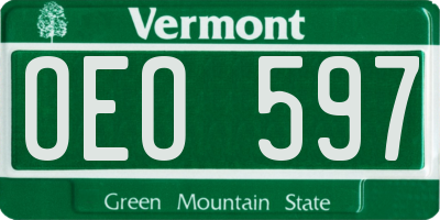 VT license plate OEO597