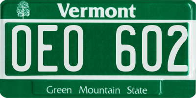 VT license plate OEO602
