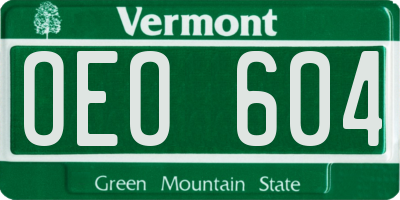 VT license plate OEO604