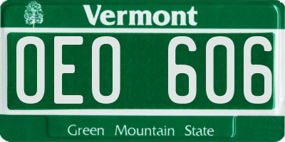 VT license plate OEO606