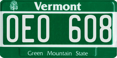 VT license plate OEO608