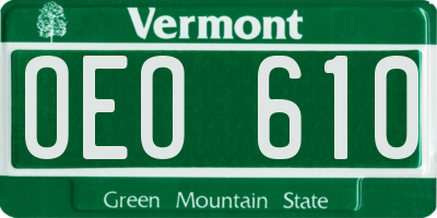 VT license plate OEO610