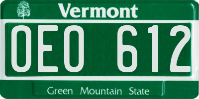 VT license plate OEO612