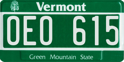 VT license plate OEO615