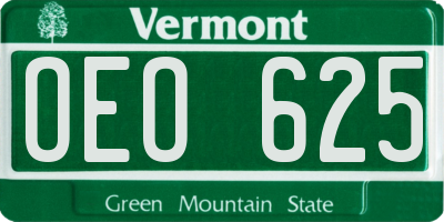 VT license plate OEO625