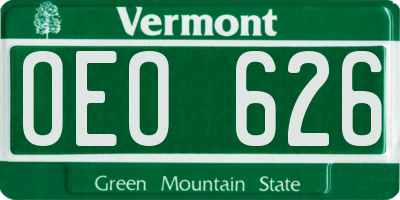 VT license plate OEO626