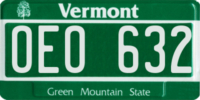 VT license plate OEO632