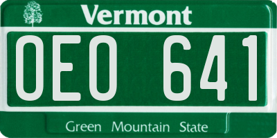 VT license plate OEO641