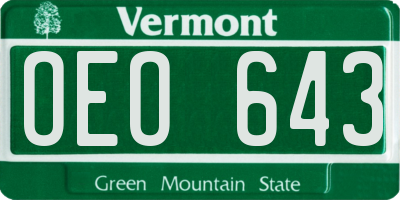 VT license plate OEO643
