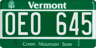 VT license plate OEO645