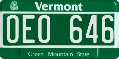 VT license plate OEO646