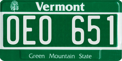 VT license plate OEO651