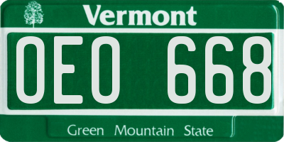 VT license plate OEO668