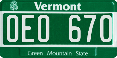 VT license plate OEO670