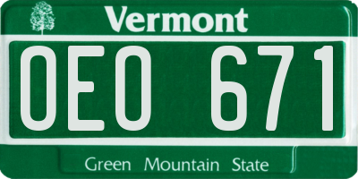 VT license plate OEO671