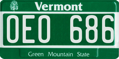 VT license plate OEO686