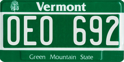 VT license plate OEO692