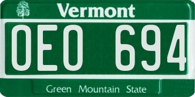 VT license plate OEO694