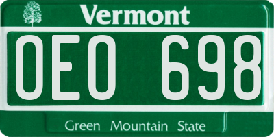 VT license plate OEO698