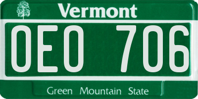 VT license plate OEO706