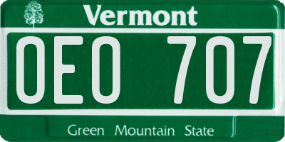 VT license plate OEO707