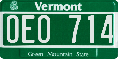 VT license plate OEO714