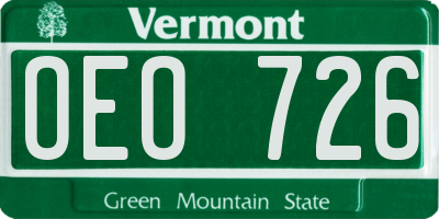 VT license plate OEO726
