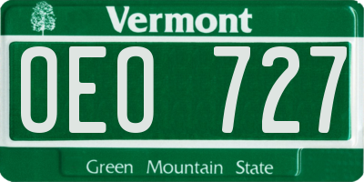 VT license plate OEO727