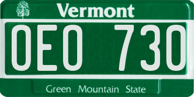 VT license plate OEO730