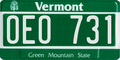 VT license plate OEO731
