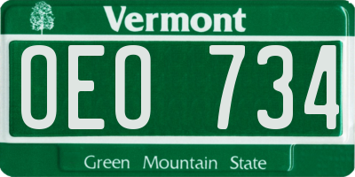 VT license plate OEO734