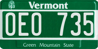 VT license plate OEO735