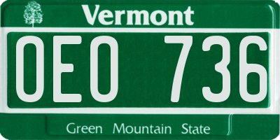 VT license plate OEO736