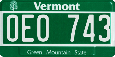 VT license plate OEO743