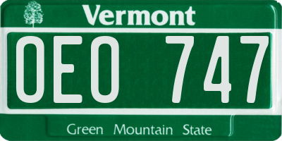 VT license plate OEO747