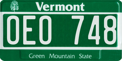 VT license plate OEO748