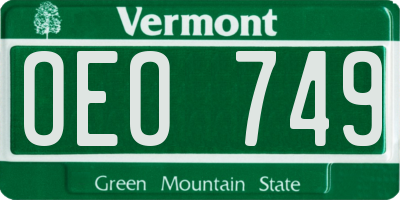 VT license plate OEO749