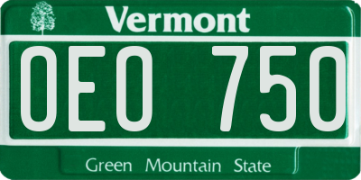 VT license plate OEO750