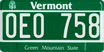 VT license plate OEO758