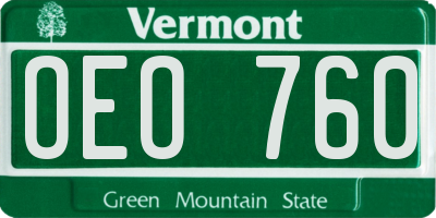 VT license plate OEO760