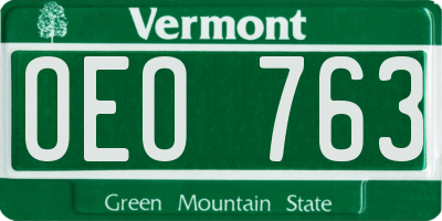 VT license plate OEO763