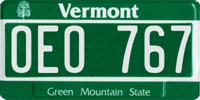 VT license plate OEO767