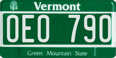 VT license plate OEO790