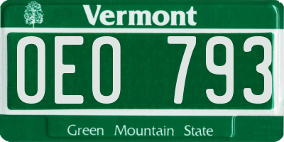 VT license plate OEO793