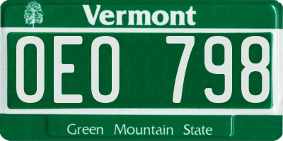 VT license plate OEO798