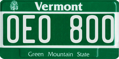 VT license plate OEO800